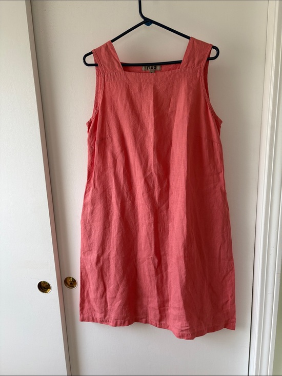 Flax Dresses & Skirts - FLAX Linen Light Coral Sleeveless Square Neck Dress S